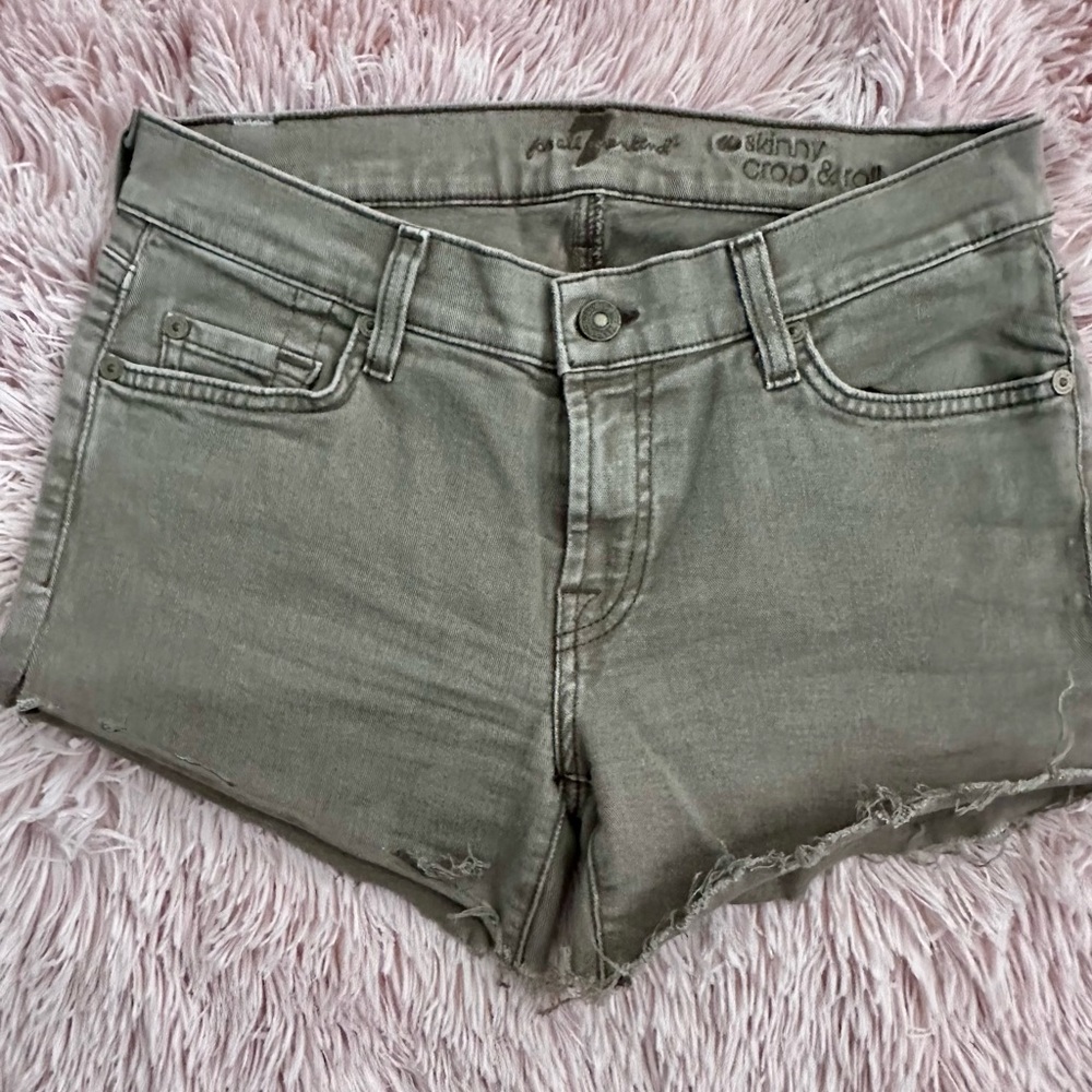 7 for All Mankind - Green Denim Shorts